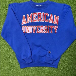 Champion Royal Blue 'American University' Crewneck Sweatshirt